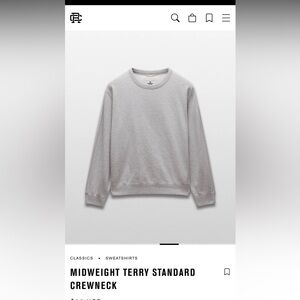 Midweight Terry Standard Crewneck Sweater - Gray
Reigning Champ xl